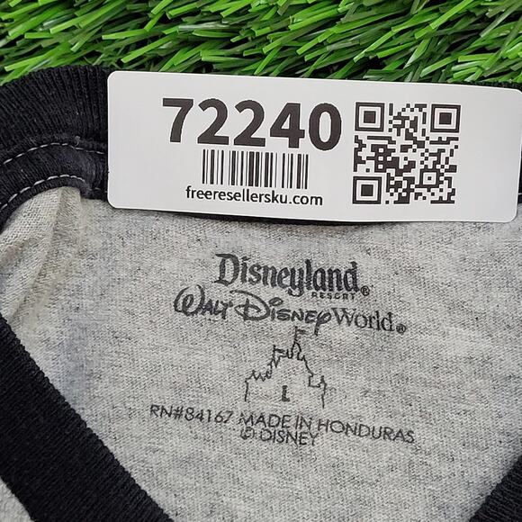 Disney Mickey-Mouse Ringer Shirt Womens Large 22x26 Gray - Picture 7 of 13